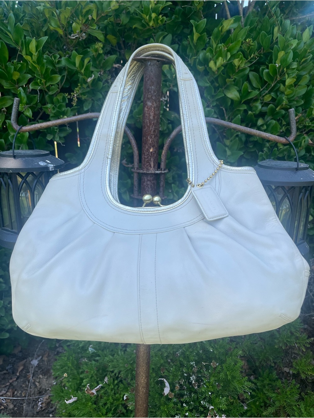 Vintage Coach Ergo Pleated Leather Kisslock Satchel Shoulder/Tote Style-F14379